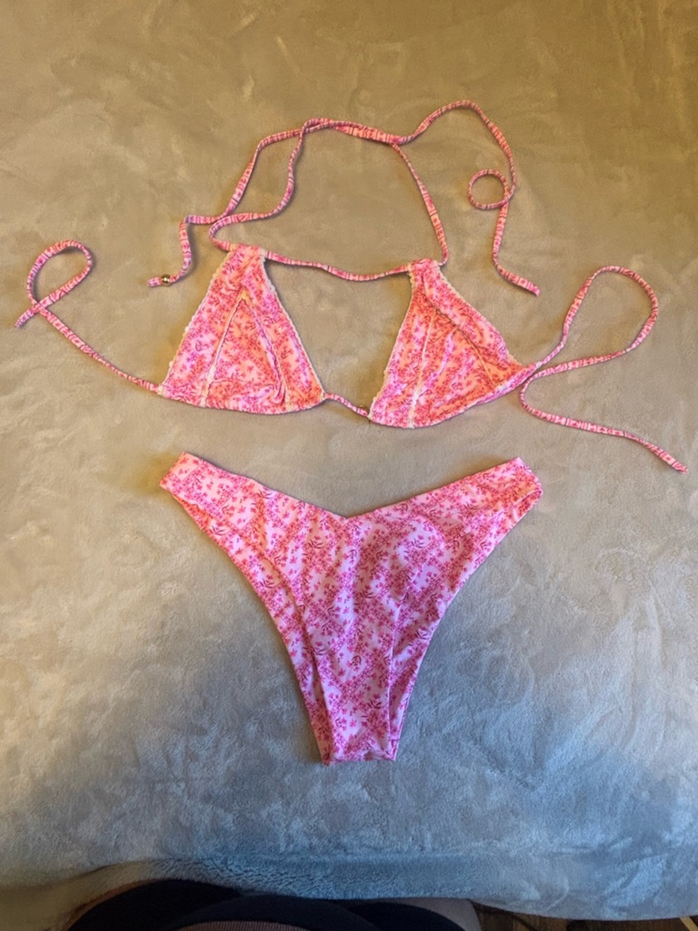 Kulani Kinis Pink Starlight Saloon halter top & cheeky bikini bottom